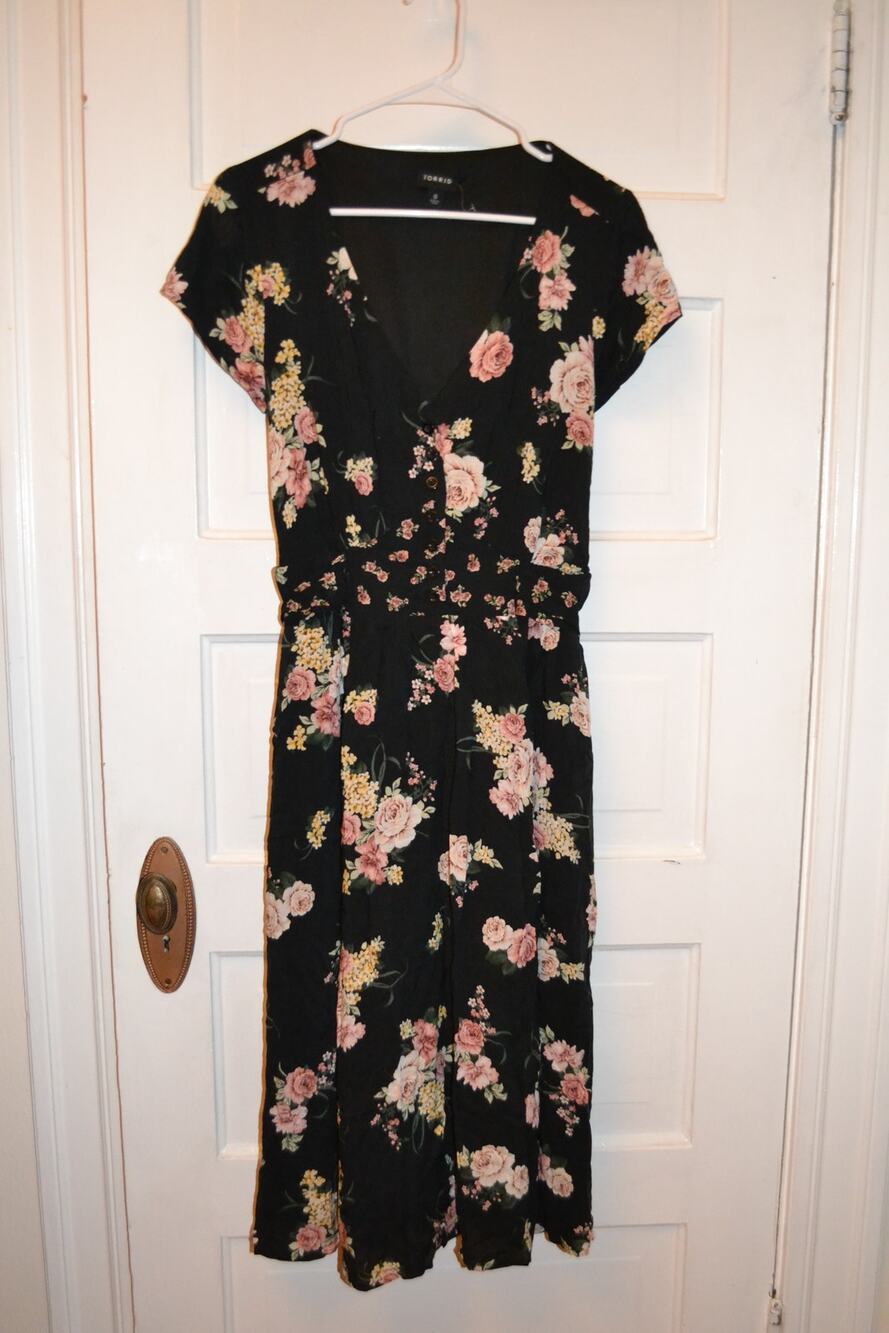 Whimsygoth Floral Dark Cottage Garden Torrid Midi Dress Size 12